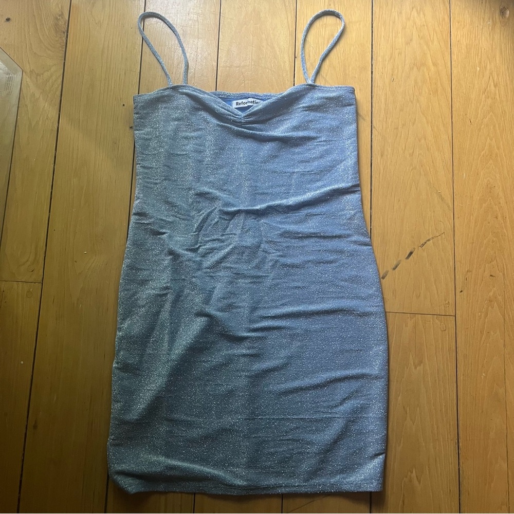 Reformation Kyla Sparkle Mini Dress in Sky Blue - Picture 3 of 4